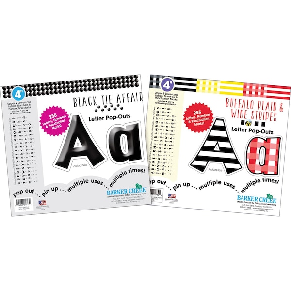Barker Creek Stripes & Solids 4" Letter Pop-Out Set (2 Designs), 510/Set 4141 - main
